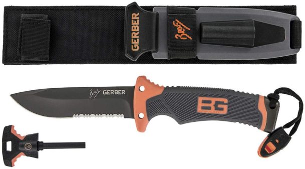 bear grylls ultimate camping knife with serrated edge 