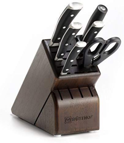 wusthof classic ikon 7 pice knife set walnut knife block